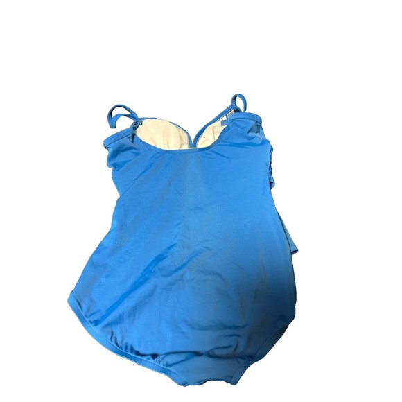 Jantzen Classics Womens Swimsuit Wrap Ruched Nylon Blue One Piece Size 10 - Picture 2 of 4